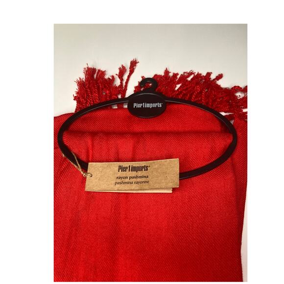 Pier 1 Imports Red Rayon Pashmina NWT - Picture 3 of 4